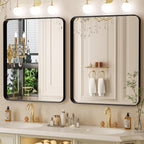 30×36 Framed Mirrors for Wall - Rectangle Black Vanity Mirror with Tempered Glass & Rounded Corners for Bathroom Sink, Bedroom, Hallway, Restroom, Rustproof Frame, Horizontal/Vertical, Modern