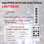 6PCS White Fairy Lights Battery Powered with Timer, 7ft 20LEDs Twinkle Mini Lights with Remote,Waterproof Small Silver Wire Firefly Starry for DIY Wedding Party Christmas