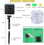 Solar Christmas String Lights Outside, 3 Pack Total 120FT 300 LED Solar Garden Twinkle Light Outdoor, Waterproof with 8 Modes Solar Fairy Lights for Patio Party Wedding Christmas Decor (Cool White)