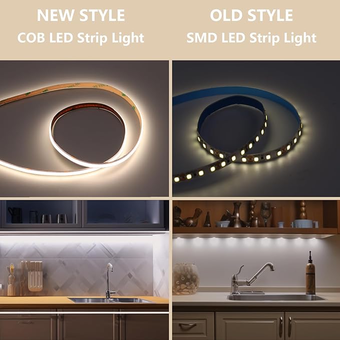 24V CCT COB LED Strip Lights Kit 65.6ft (2 Rolls of 32.8ft), 2700K-6500K Dimmable White Cuttable LED Tape Light CRI 93 with Remote Controller and Power Supply for Bedroom Indoor Decoration