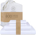 Threadmill Luxury 800 Thread Count Full Size 100% Cotton Sheets - Hotel White Sateen Weave Bed-Sheets, Better Than Egyptian Cotton, 4 Pc Solid Bed Set, Fits 16" Deep Pocket