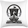 Viking Dragon Ship s Scandinavian Nordic Long Ship Throw Pillow