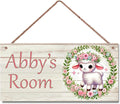 Personalized Name's Sheep and Flowers Nursery Kid's Room Children's Girls Bedroom Door Sign Cute Animal Wood Plaque Sign Wall Decor Wall Art Decor Decorative Plate