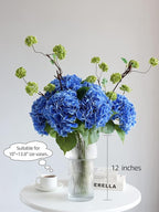 4pcs 21" Navy Blue Faux Hydrangeas Artificial Flowers, Real Touch Silk Hydrangea Flowers with Stems for Ocean Theme Bridal Wedding Party Home Office Decor