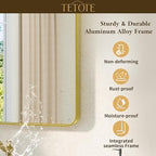 TETOTE Gold Mirror Bathroom 24 x 36 Brushed Gold Metal Framed Vanity Mirror, Tempered Glass, Modern Farmhouse Wall Mounted Mirrors for Decorative(Horizontal/Vertical)