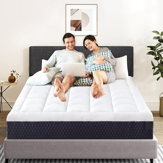 ONENICE 12 Inch Queen Mattress in a Box, Breathable Gel-Memory Foam Plus Pillowtop Mattress for Pressure Relief, CertiPUR-US Certified Bed in a Box, Fiberglass-Free