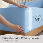 LuxClub 4 PC Full Sheet Set, Breathable Luxury Bed Sheets, Deep Pockets Wrinkle Free Cooling Bed Sheets Machine Washable Hotel Bedding Silky Soft - Sky Full