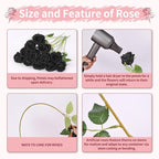52 PCS Black Artificial Roses Bulk, Fake Artificial Flowers Bridal Bouquet Silk Faux Rose with Stems for Wedding Flowers Decoration, Valentine's Day, Bridal Bouquet, Anniversary, Home Decor (52PCS)