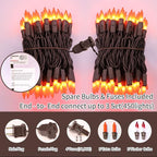 LAMPHOME 31.9FT 150-Count Halloween Decoration Lights with Brown Wire, String Lights for Holiday Decorations, Halloween Tree Lights, Holiday Party, Home, Indoor & Outdoor Use (Brown Wire Orange)