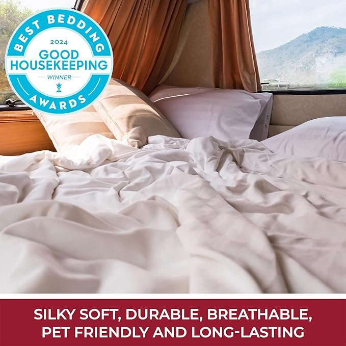 Mellanni RV Short Queen Sheets - 4 PC Iconic Collection Bedding - Hotel Luxury, Extra Soft, Cooling Bed Sheets - Deep Pocket up to 10 inch (RV/Short Queen, Blue Hydrangea)