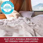 Mellanni RV Short Queen Sheets - 4 PC Iconic Collection Bedding - Hotel Luxury, Extra Soft, Cooling Bed Sheets - Deep Pocket up to 10 inch (RV/Short Queen, Royal Blue)