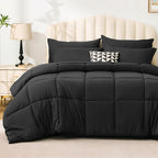 Love's cabin Full Comforter Set Ash Black, 7 Pieces Full Bed in a Bag, All Season Bedding Sets with 1 Comforter, 1 Flat Sheet, 1 Fitted Sheet, 2 Pillowcase and 2 Pillow Sham