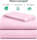 LuxClub 3 PC Sheet Set Bed Sheets Deep Pockets 16" Eco Friendly Wrinkle Free Cooling Machine Washable Hotel Bedding Silky Soft - Powder Pink Twin XL