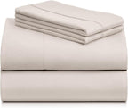 LuxClub 4 PC Sheet Set Bed Sheets Deep Pockets 16" Eco Friendly Wrinkle Free Cooling Machine Washable Hotel Bedding Silky Soft - Linen King