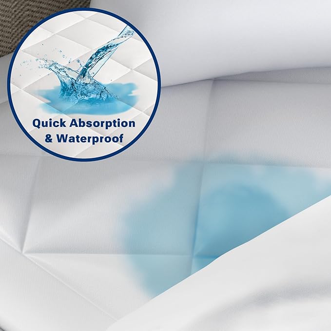 Sleep Philosophy Waterproof Mattress Protector Full Size Mattress Pad, 3M Scotchgard, Quilted & Fitted Microfiber Mattress Topper, Noisless & Deep Pocket Fits Up to 20" Mattress, Full White
