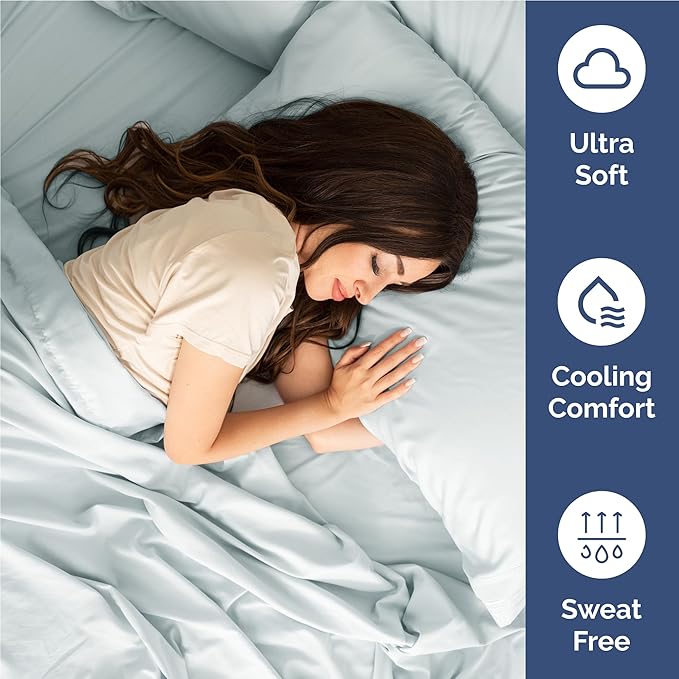 Twin XL Size 3 Piece Sheet Set - Comfy Breathable & Cooling Bed Sheets Set - Hotel Luxury Bedding for Women, Men, Kids, Teens, Boys & Girls - Deep Pockets, Soft and Wrinkle Free - Oeko-Tex - Ice Blue