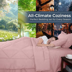 HEVUMYI Rose Gold Twin-XL Comforter Set - 5-Piece All Season Bed in a Bag Twin-XL, Ultra Soft Bedding Set with Comforter, Flat Sheet, Fitted Sheet, Pillowcases, Pillow Shams