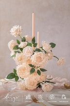 Ling's moment Artificial Flowers Fake Roses Gardenia Faux Foam Peony Combo for DIY Wedding Bouquets Centerpieces Arrangements Bridal Shower Party Home Decorations, Blush, 23pcs
