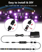 Hitlights LED Strip Lights 3 Pcs 1.64FT RGB Small LED Light Strips Kit Dimmable RGB 5050 Color Changing Tape Lights TV Backlight Display Case Lights Shelves Lighting with RF Remote & UL-Listed Adapter