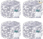 4-Pack Fairy Lights Battery Operated with Timer, Waterproof 16FT 50 LED String Lights Indoor Outdoor, Cuttable Starry Fairy Lights for Christmas Home Bedroom Wedding DIY Centerpiece Decor (Cool White)