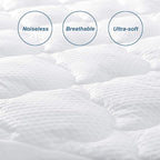 Air Mattress Pad Cover King, Thick Quilted Mattress Topper Cover, Super Soft Breathable and Noiseless Down Alternative Fiber Mattress Pad with Deep Pocket