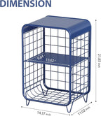 APEXCHASER Cute Nightstand,Metal Side Table,3-Tier Modern End Table with Storage Shelf, Unique Side Tables, Cute Coffee Table for Living Room, Small Table for Bedroom,Navy Blue