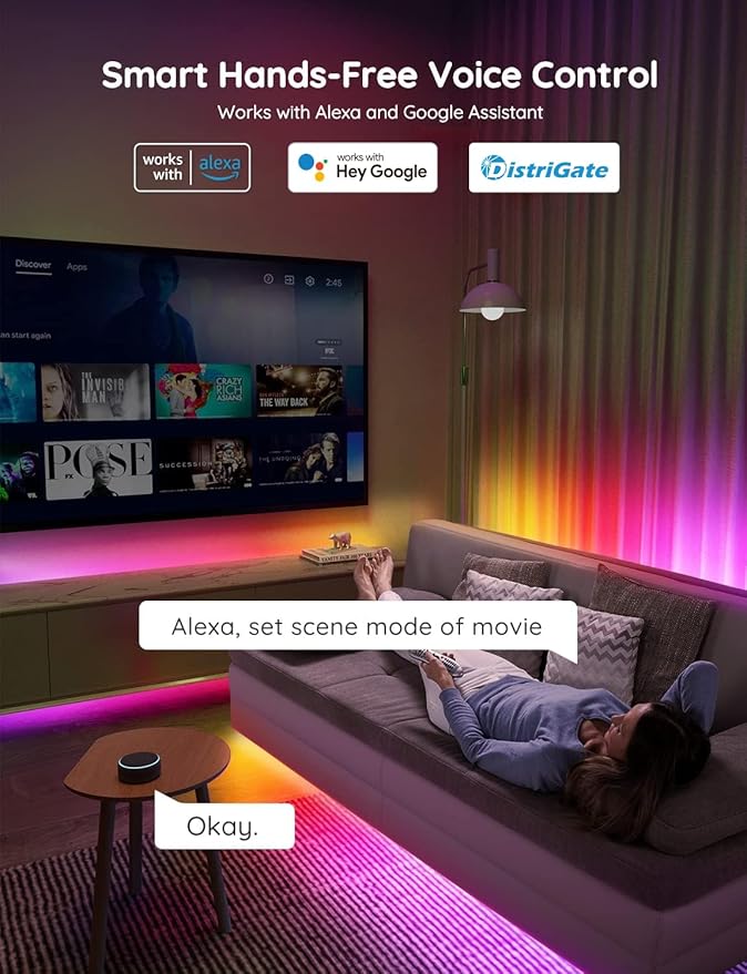 Govee 65.6 feet RGBIC LED Strip Lights for Bedroom, Smart Strip Lights Alexa Compatible, Color Changing LED Lights, Home Decor, 2 Rolls of 32.8 feet