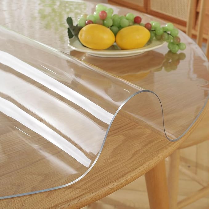 44 " Round Dia Clear Dining Table Protector Tablecloth Cover Desk Top Pad Mat for Glass Furniture Kitchen Coffee Marble End Bed Sofa Side Bistro Bar Night Stand Dinner Table Thick Plastic PVC Vinyl