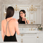 LOAAO 72x32 Inch White Metal Framed Bathroom Mirror for Wall, White Bathroom Vanity Mirror Farmhouse, Large Rounded Rectangle Mirror, Anti-Rust, Tempered Glass, Hangs Horizontally or Vertically