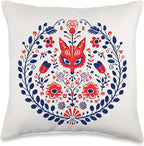 Traditional Scandinavian Folk Pattern Throw Pillow
