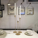 Gold Candle Holders Candlestick Holders for Taper Candles, Set of 6 Modern Decorative Candle Sticks Long Holder for Table Centerpiece, Wedding, Dinning, Party (Candles are not Included)
