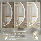 24 Inch Round LED Bathroom Mirror, Gold Metal Framed Lighted Mirror for Bathroom, Wall Mouted LED Vanity Mirror with Lights, 3 Colors and Stepless Dimmable, Anti-Fog, Memory