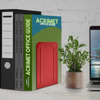 Acrimet Metal Bookends, Non-Skid Book Stand for Shelves, Heavy Duty Book Stopper, 6-7/8" H x 4" W x 4-1/2“ D, Red, 1 Pair
