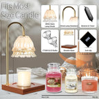 Candle Warmer Lamp, Candle Lamp Wax Warmer, Timer & Dimmer 7-Levels, Compatible All Jar Candles, Top Melting, Glass Candle Heater Lamp for Scented Wax, Elegant Home Decoration, Milk Glass Flower