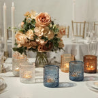 36pcs Blue Votive Candle Holders, Elegant Glass Votive & Tealight Candle Holders for Wedding Centerpieces Party Decorations and Home Decor for Tables (Blue)