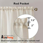 Aiyufeng Sheer Linen Curtains 84 Inches Long 2 Panels Set, Semi Transparent Voile Rod Pocket Linen Sheer Window Drapes for Bedroom Bed Canopy Dining Wedding Party Backdrop, 40W x 84L inch