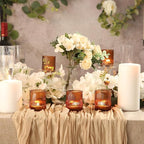 36pcs Amber Votive Candle Holders - Fall Decor, Ribbed Glass Tea Light Candle Holder, Candle Votives for Wedding Centerpiece & Home Decor