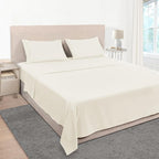 Mejoroom California King Size Sheet Set - Soft Microfiber Bed Sheets,Deep Pocket Fitted Sheet, Breathable, Wrinkle & Fade Resistant - 4 Piece (California King, Ivory)