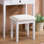 Roundhill Furniture Moniya White Wood Vanity Table and Stool Set (3415WH) Medium