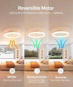 Smart Ceiling Fans with Light and Remote,20'' Low Profile Ceiling Fan with 6-Speed & Dimmable LED, Alexa/APP Home Voice Control, App, Reversible Airflow, App Timer, for Beedroom（White）