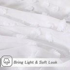 MYSKY HOME White Sheer Short Curtains with Pom Pom for Small Windows Bedroom Nursery Kids Girls Room Curtains Cafe Kitchen Light Filtering Boho Drapes, Rod Pocket,52 x 54 Inches, 2 Panels