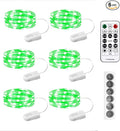6PCS Green Fairy Lights Battery Powered with Remote, 7ft 20Leds Changing Twinkle String Lights with Timer, Waterproof Small Silver Wire Firefly Starry for DIY Wedding Party Christmas