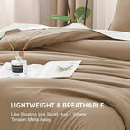 Litanika Comforters Taupe Oversized Queen Size, 3 Pieces Lightweight Solid Bedding Set & Collections, All Season Fluffy Bed Set (98x98In Comforter & 2 Pillowcases)