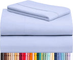 LuxClub 3 PC Sheet Set Bed Sheets Deep Pockets 16" Eco Friendly Wrinkle Free Cooling Machine Washable Hotel Bedding Silky Soft - Sky Blue Twin XL