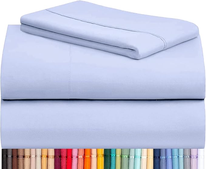 LuxClub 3 PC Sheet Set Bed Sheets Deep Pockets 16" Eco Friendly Wrinkle Free Cooling Machine Washable Hotel Bedding Silky Soft - Sky Blue Twin XL