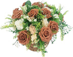 Artificial Rose Flowers 25pcs, Orange Foam Fake Rose Faux Flower for Wedding Bouquets Bridal Shower Centerpieces Floral Arrangements Home Decorations Party Backdrops Table
