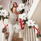8 Pcs Large Christmas Flower Magnolia Flowers Christmas Tree Decoration Artificial Poinsettia Stems Velvet Xmas Ornaments for Xmas Tree Table Decor(White,16 Inch)