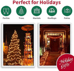 LAMPHOME Super-Bright Extendable Orange Christmas Lights Decoration 300Lights 63.8ft(2pk of 150L) UL Certified Mini Bulb String Light Set for Outdoor Halloween Home Christmas Tree Garden Holiday Decor