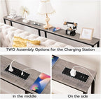 HOOBRO 70.9" Narrow Console Table with Charging Station, 5.9" Sofa Table with 2 Power Outlets and USB Ports, Long Entryway Tables Behind Couch Table, for Hallway, Living Room, Greige BG185UXG01