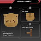 4PCS Wooden Cat Shaped Cabinet Knobs, Cabinet Handles, Single Hole Beech Wood Handles, Wood Hooks with Full Set of Screw Accessories